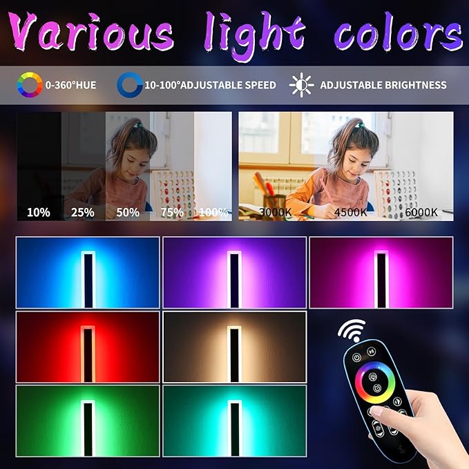 2 Pack Outdoor RGB Wall Sconce, 23.6inch Modern LED Light Fixture, IP65 Waterproof, 10 Colors, 5 Modes, Dimmable with Remote Control, Long Linear Wall Mount Lighting for Garden, Patio, Fence