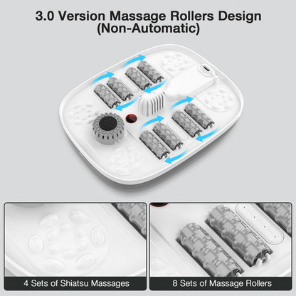 HOSPAN Collapsible Foot Spa with Heat, Bubble, Red Light, and Temperature Control, Foot Bath Massager with 8 Shiatsu Massage Rollers, Pedicure Foot Spa for Relaxation and Stress Relief, Black