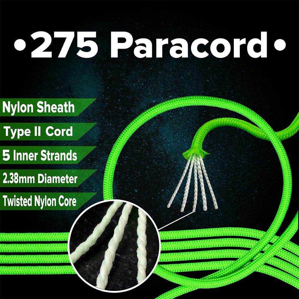 Paracord Planet 275lb Paracord – 3/32 Inch (2.38 mm) Nylon Crafting Cord with 5 Strand Inner Core – Khaki (1000 ft)