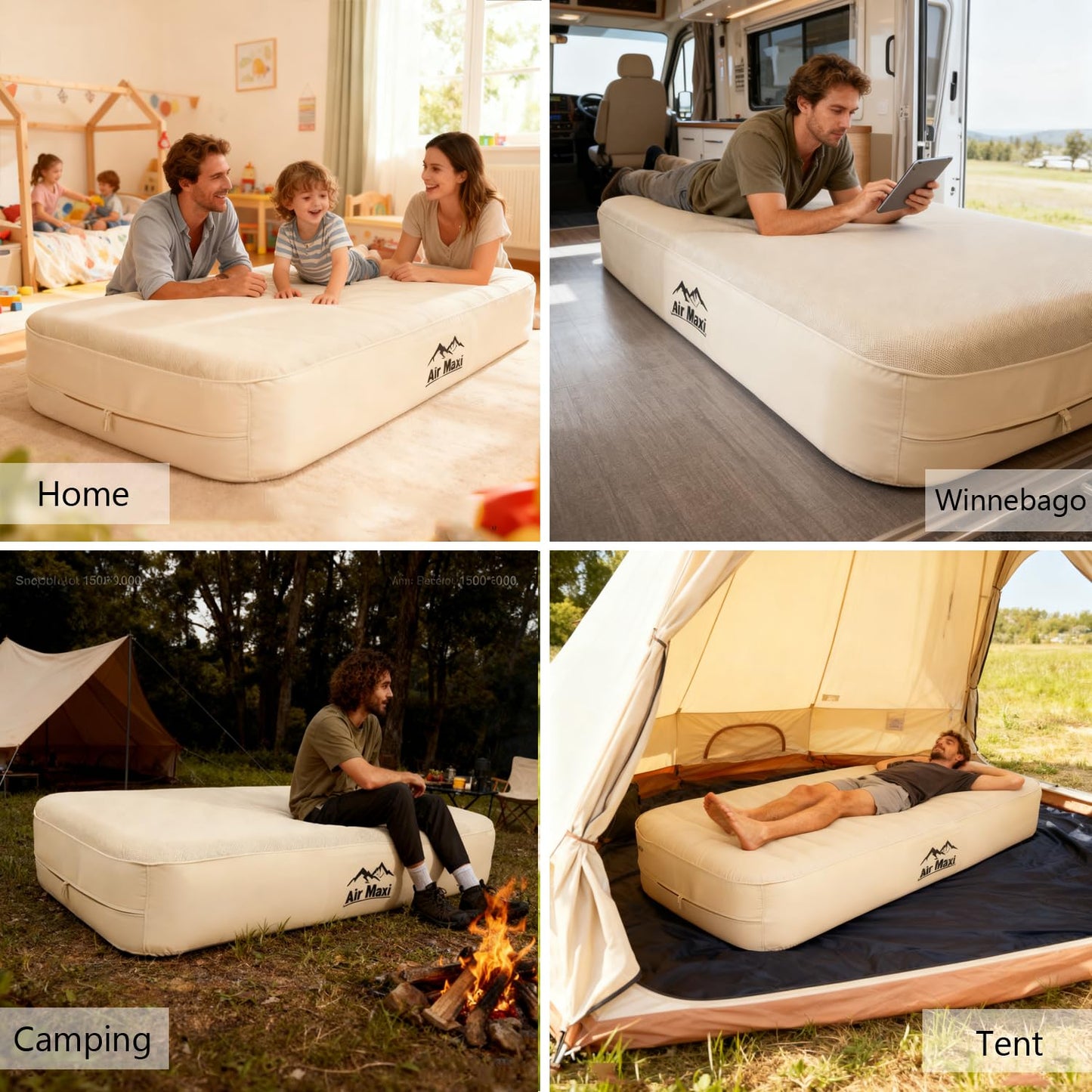 RGA Air Mattress, Blowup Mattress with Built in Pump, 13.78" Height Double Sleeping Pad Camping, Fast & Easy Inflation/Deflation Inflables Air Bed Guest Bed Ideal for Travel, Outdoor, Home