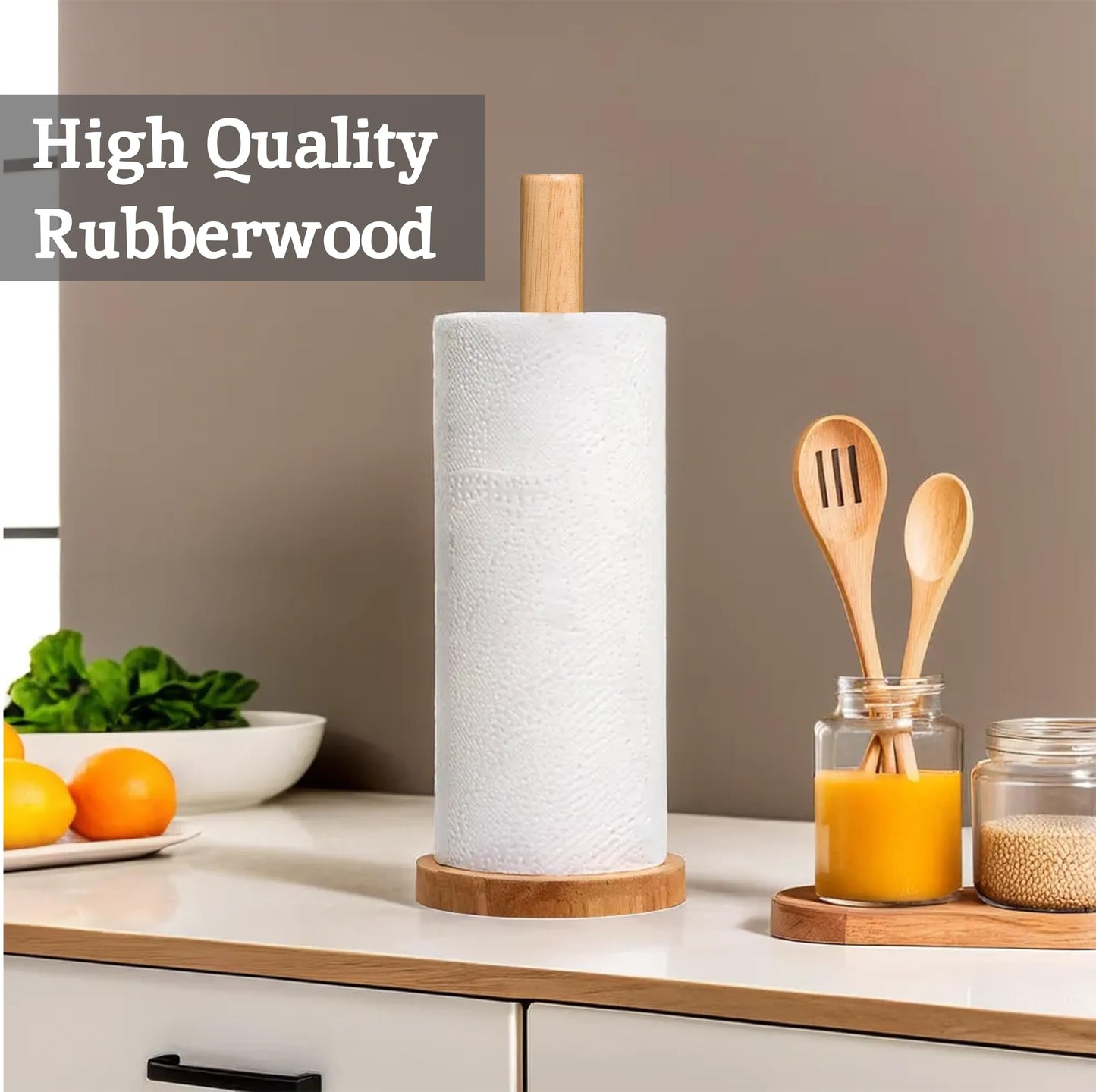 Premier Housewares 1103953 Kitchen Roll Holder Wall Mounted Kitchen Roll Holder Kitchen Roll Stand H31 X W12 Cm X D12 Cm Brown