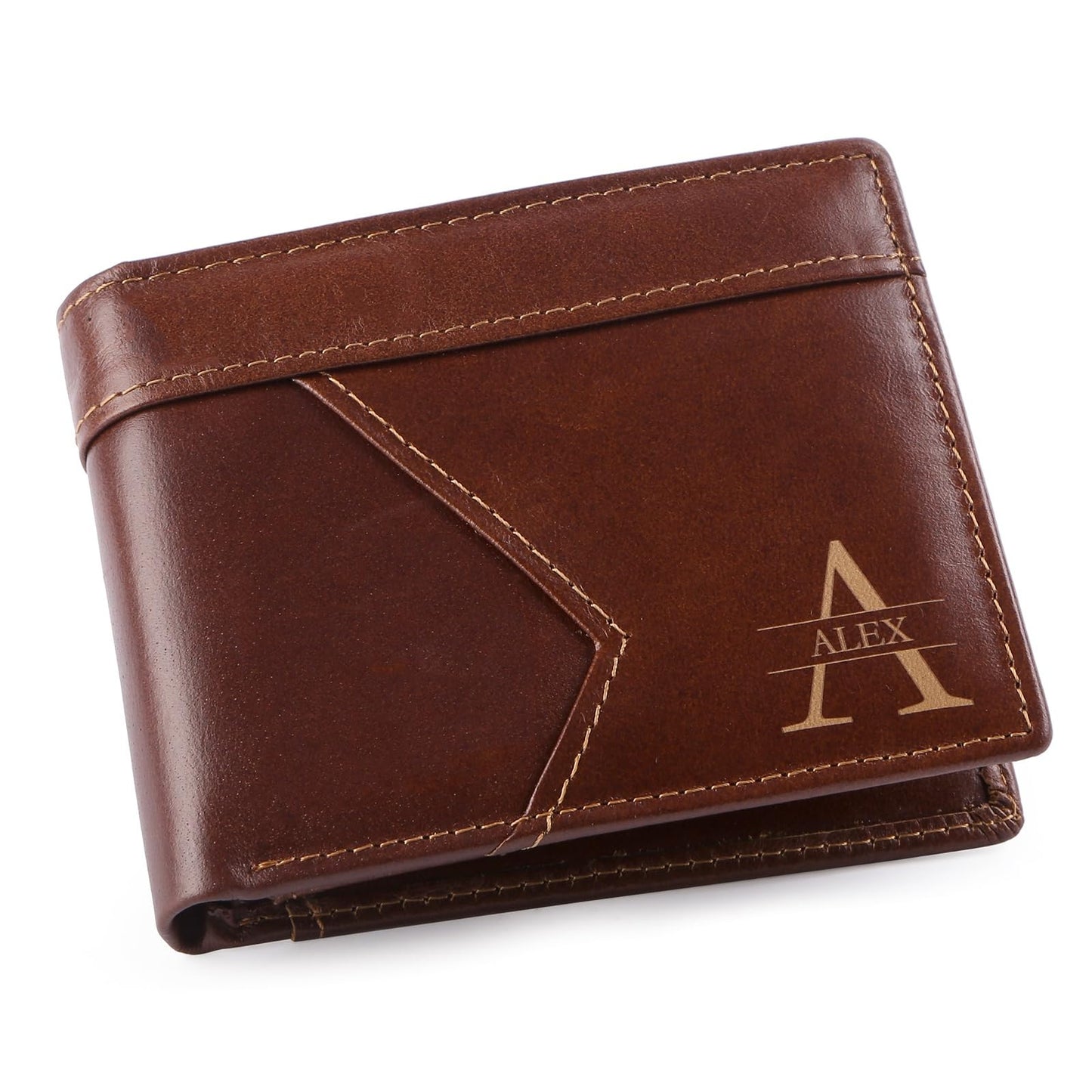 Personalized Genuine Leather Wallet for Men with Custom Name & Initial – Fathers Day Gift for Dad, Husband,Boyfriend– RFID Blocking Bifold Wallet, Unique Customized Gift for Men (Style 1)