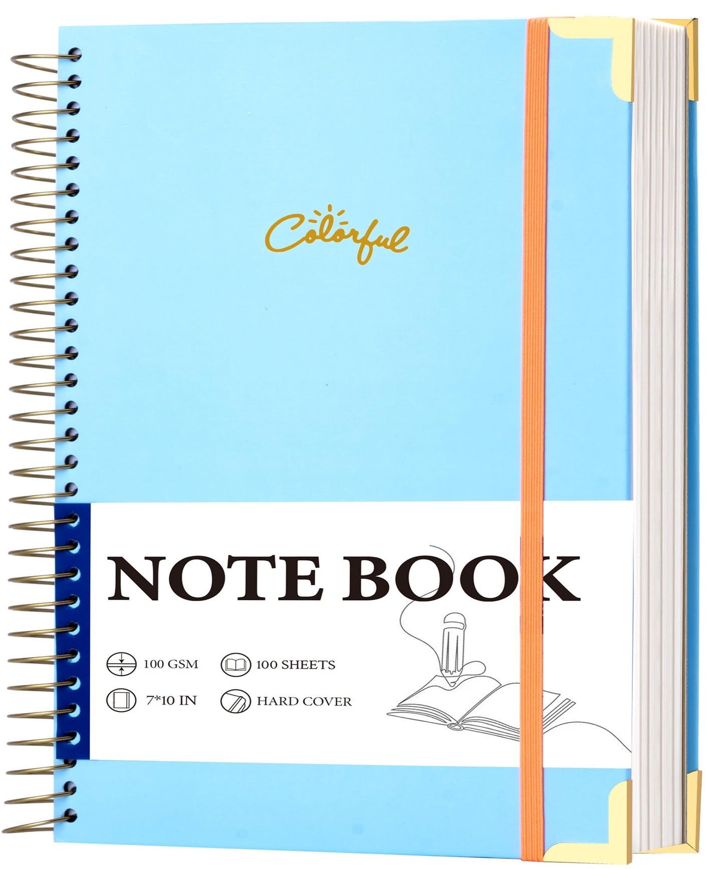 Yoment B5 Spiral Notebook with Folder Pockets - 200 Pages Hardcover College Ruled Journal, Thick 100gsm Paper for Note Taking, Work & Office, Lined Notebook for Women & Men, Blue