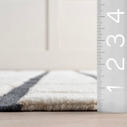 Rugs USA Rowena Checked Wool Area Rug, 8'6" x 11'6", Ivory