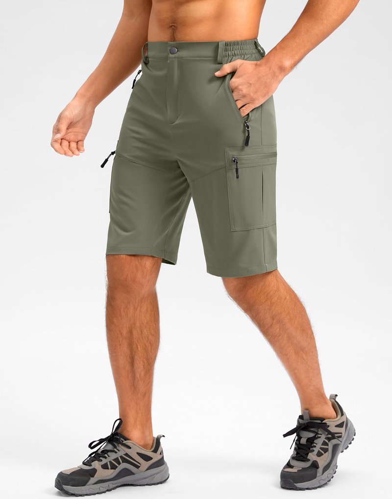 Pudolla Men's Hiking Shorts 11" Lightweight Cargo Work Shorts for Men Summer Travel Golf Casual Outdoor with 5 Pockets(Grey Sage XX-Large)