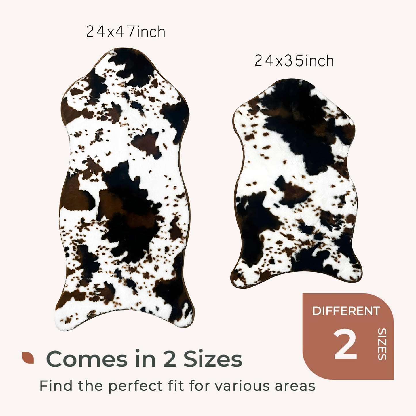 mamrug Coffee and White Cow Cute Bath mat,Faux Rabbit Fur Non-Slip Shaggy Water Absorbent Microfiber Soft Fluffy Bathroom Rugs,Washable for Home Decor Living Room Soft Plush Rug 23.6x35.4 inch