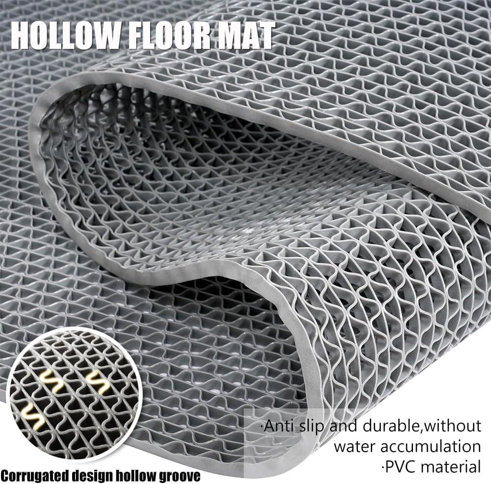 Thick PVC Drainage Floor Mat 3x10FT, Non Slip Flooring Mats Swimming Pool Bathroom Mat Anti-Fatigue Heavy Duty Commercial Floor Mats for Outdoor Balcony Garage Restaurant Sauna SPA, Grey