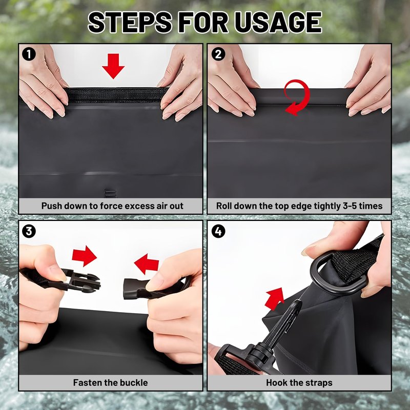 Cliduli Waterproof Dry Bag,Roll Top Black Small Waterproof Backpack 2L/5L/10L/20L/30L/40L Floating Lightweight Bags for Kayaking, Boating, Fishing, Swimming Camping with Waterproof Phone Case