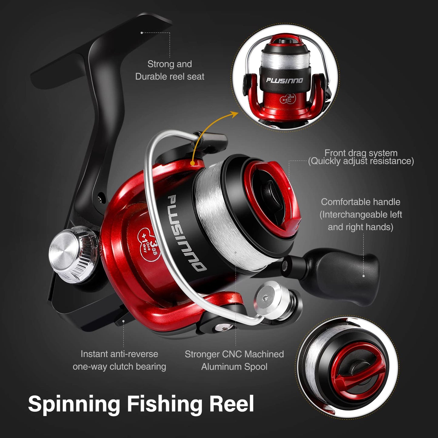 PLUSINNO Ultralight Winter Ice Fishing Rod Reel Combo 26/27/28 inch. Medium Light Fast Action Multi-Species Spinning Ice Fishing Pole Tackle Walleye Perch Panfish Bluegill -C