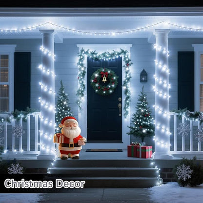 200 FT 500 LED Christmas Lights Outdoor Decorations Super Long Fairy Lights Waterproof 8 Modes Timer Clear Wire String Lights for Outside House Tree Patio Yard Wedding Party Holiday-Cool White