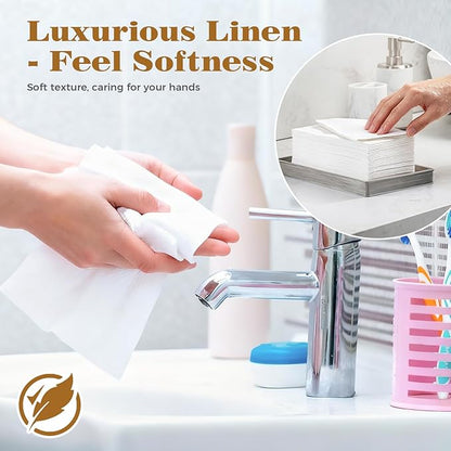 GINKGO 200 Pack Disposable Linen-Feel Guest Hand Towels, Thick & Absorbent