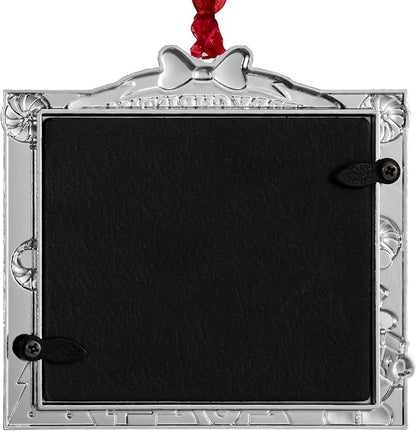 2025 Christmas Tree Ornament Picture Frame Ornament - Made of Zinc Alloy Glitter Powder Pendant 3x2.5 Inch Picture Frame for Pet and Baby Holiday Keepsake Gift (Snowman,Silvery)