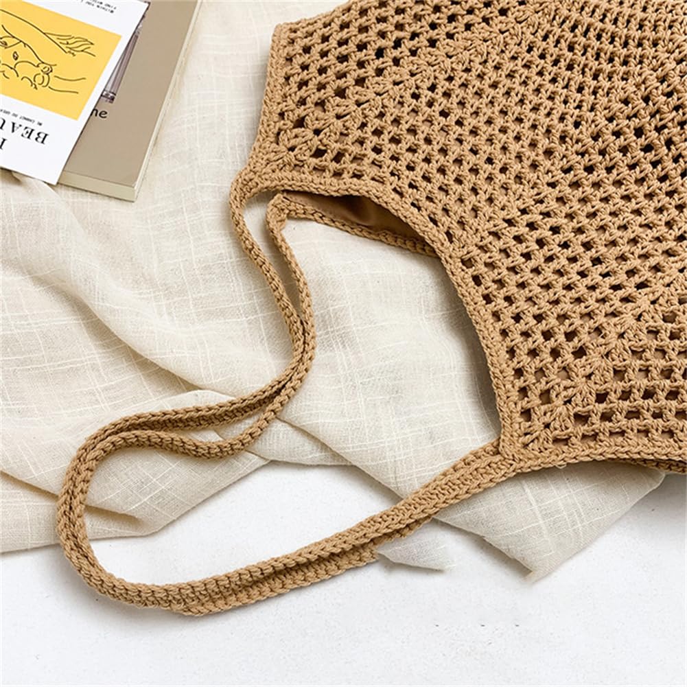 Beach Tote Bag for Women Crochet Purse Large Summer Hobo Woven Shoulder Handbag for Vacation