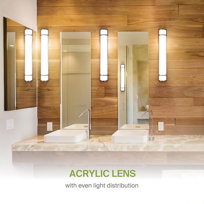 ASD LED 36" Vanity Flush Mount Light Fixture, Linear Bathroom Lighting Bar | 3CCT, Dimmable, Energy Star, ETL Listed | 30W 2650LM 3000-5000K 120V | Long Bath Wall Sconce Over Mirror | Black, 2 Pack