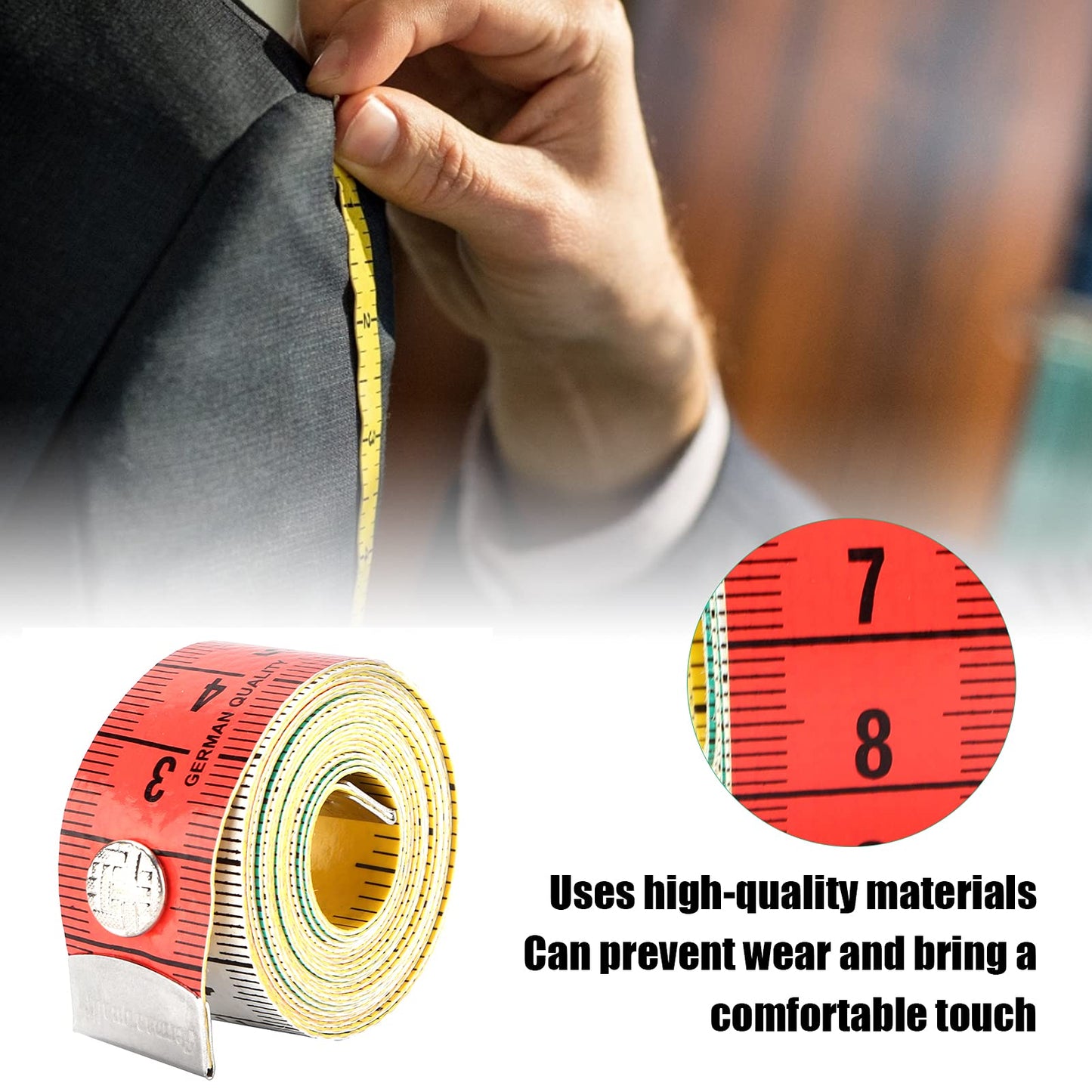 WQAPVHBG 2 Pack Soft Tape Measure, 60in Double Scale Cloth Tape Measure for Sewing, Plastic Flexible Measuring Tape with Snap Button and Clear Color Marking for Body Measurements