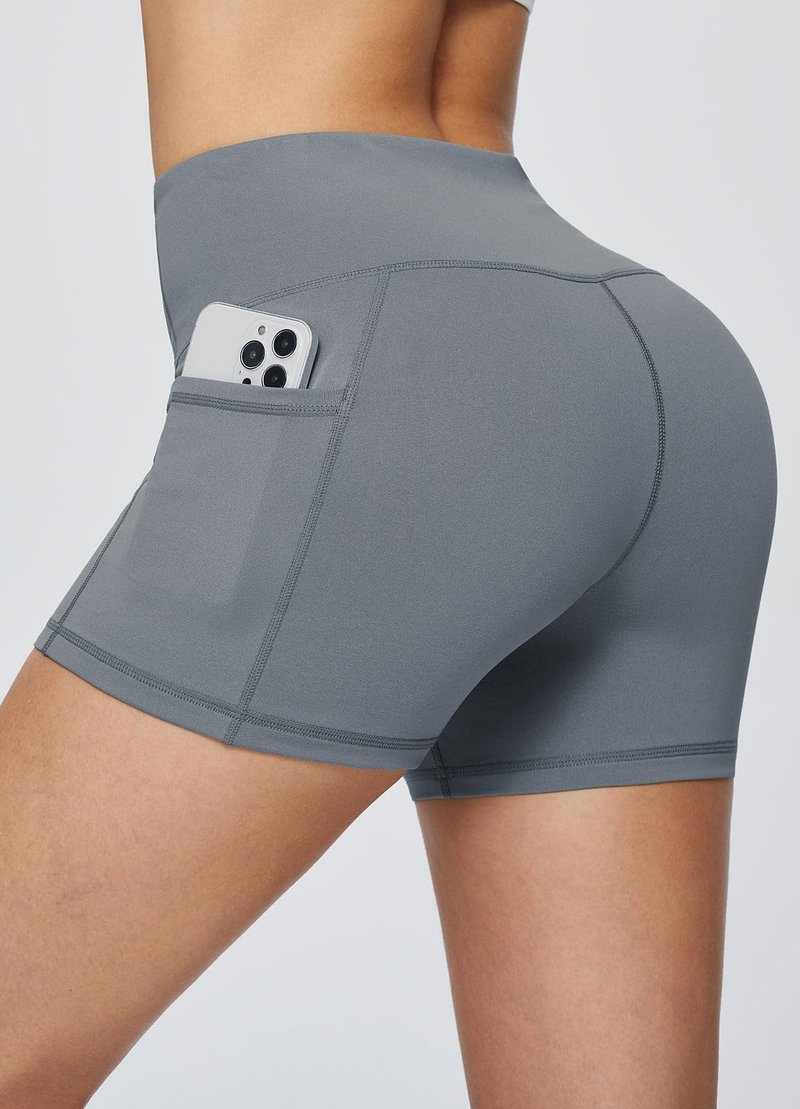 baleaf Gym Workout Shorts Women 3" Biker Yoga Spandex Running Volleyball Tummy Control Compression Short with Pockets Grey XXL