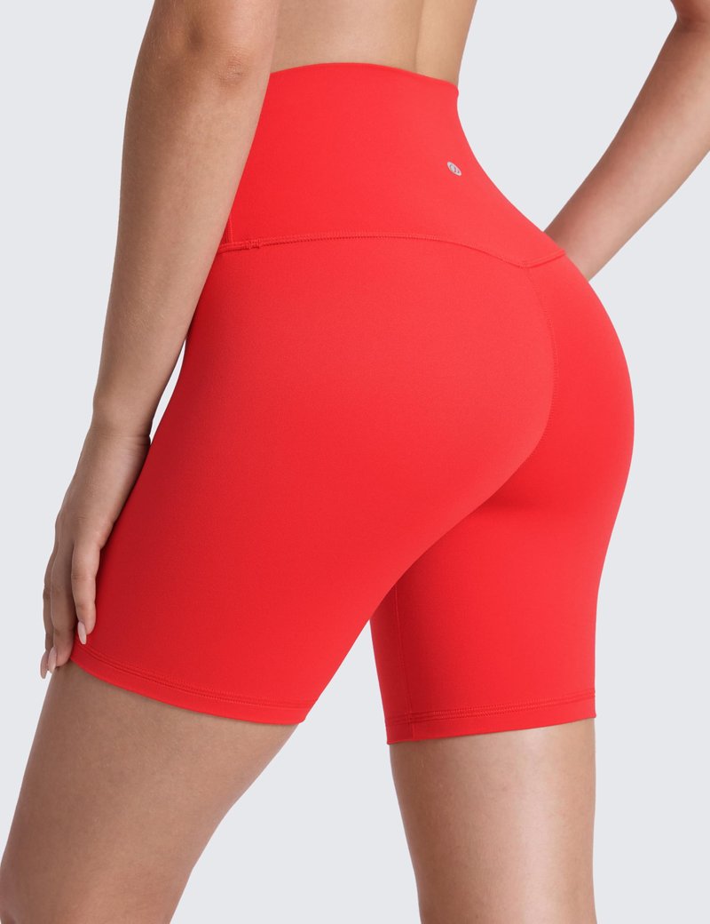 CRZ YOGA ButterLuxe Biker Shorts 6" - High Waisted Workout Running Volleyball Spandex Yoga Womens Deep Red Medium