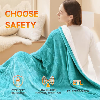 Heated Blanket Electric Throw Blanket 50"x60" Fast Heating Electric Blanket with 5 Heat Levels & 4 Hours Auto-Off Overheat Protection Cozy Soft Flannel Heated Throw Blanket