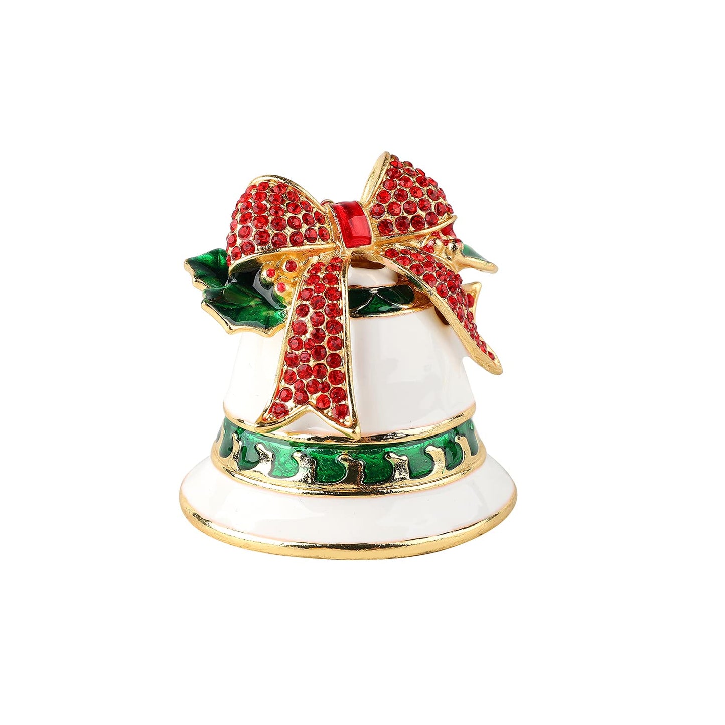 Janshe Cul Christmas Bell Trinket Boxes Hinged Hand-Painted Figurine Enamel Ornaments Craft Unique Xmas Gift for Home Decor(White)