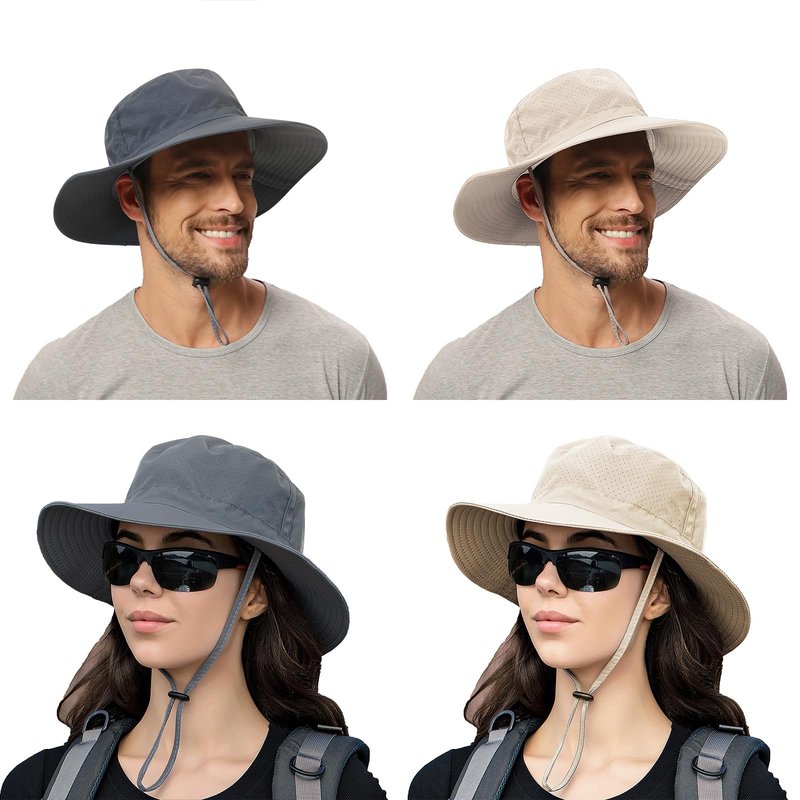Rosoz Sun Hat for Men Women Cooling Boonie Hats Breathable Wide Brim Fishing Bucket Hat Beach Hat Safari Hiking Garden Summer UV Protection Black