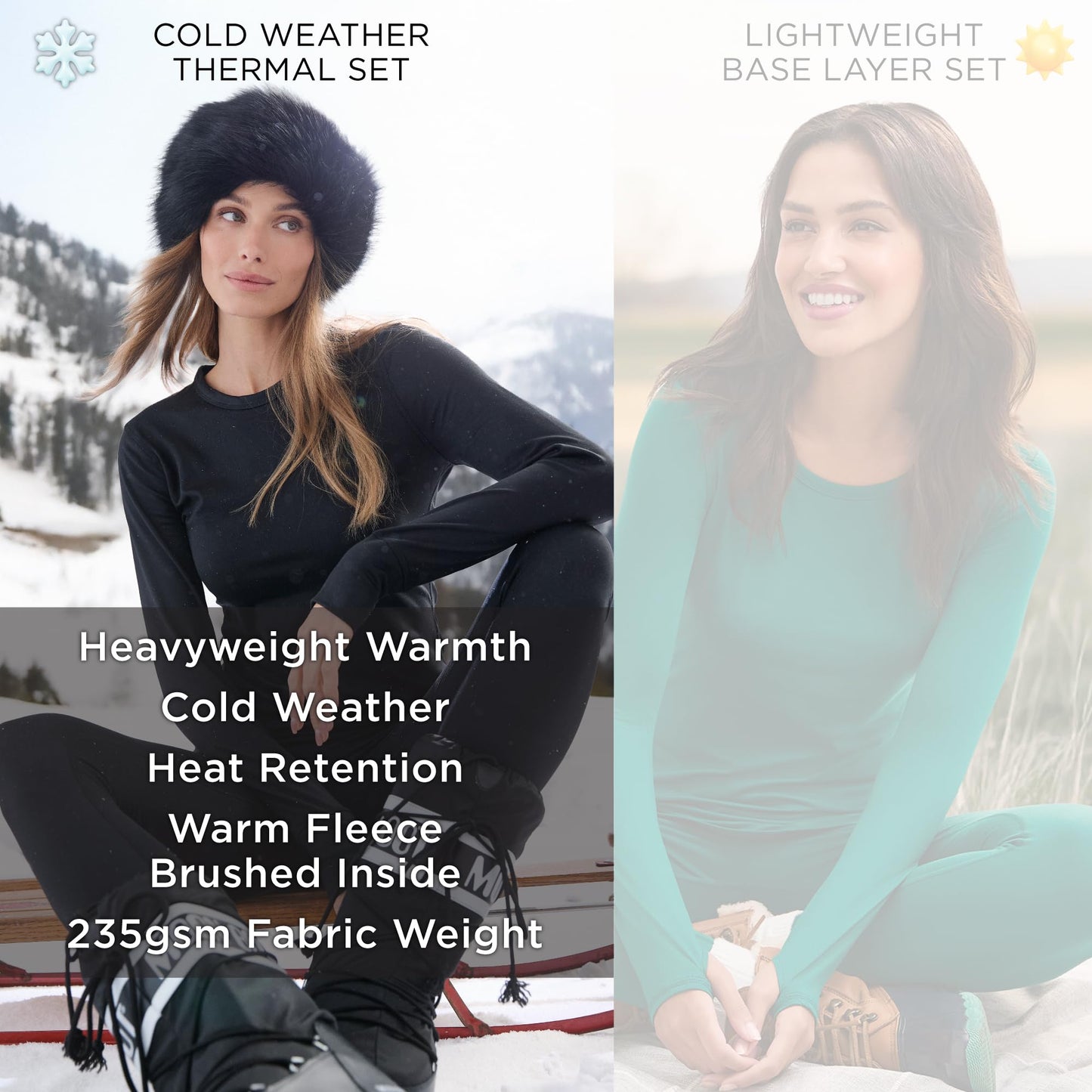 Cuddl Duds Womens Heavyweight Fleece 2 Piece Long Sleeve Thermal Underwear Set – Shirt & Leggings Base Layer for Cold Weather – Winter Clothing Long Johns Lounge Sets for Women, Black, XL