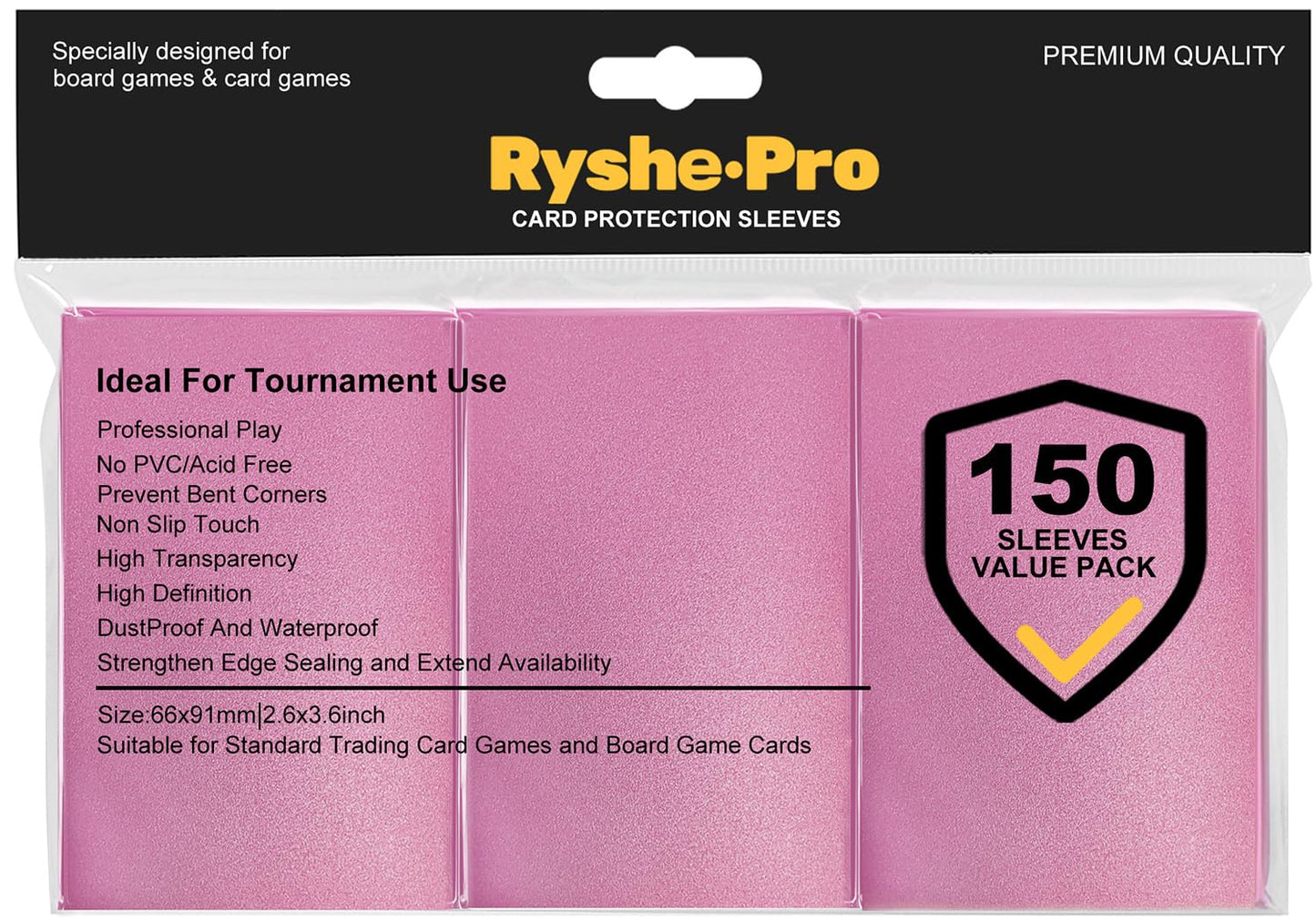 Premium Card Sleeves, 150 Sleeves 2.6''x3.6''(66x91mm) Compatible with Standard Sized Trading Card, Fit for MTG PTCG Game Card, Baseball Card, Sport Card (Rose Red)