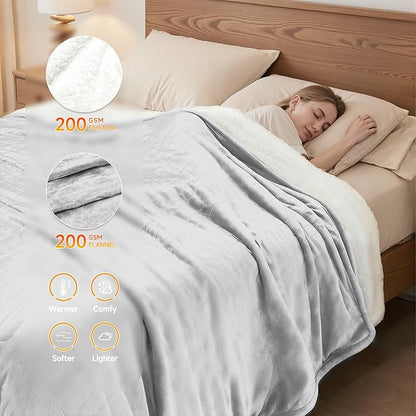 Heated Blanket Electric Throw Blanket 50"x60" Fast Heating Electric Blanket with 5 Heat Levels & 4 Hours Auto-Off Overheat Protection Cozy Soft Flannel Heated Throw Blanket