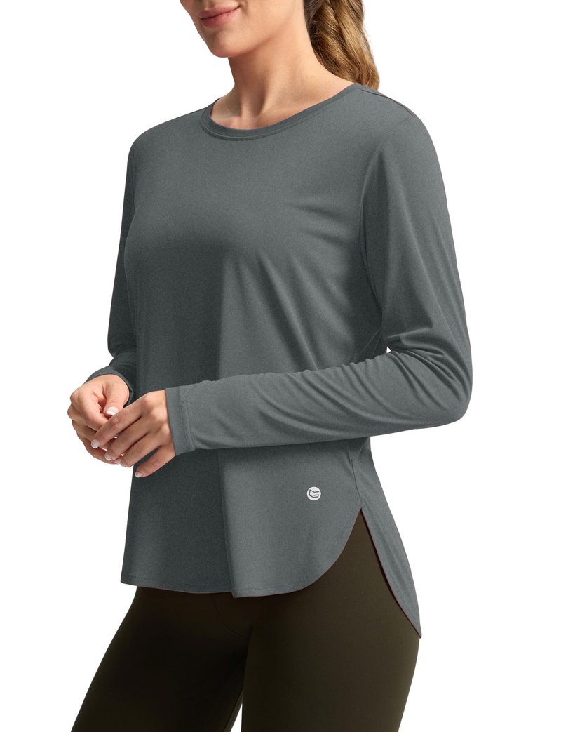 Women's Sun Shirts UPF 50+ Long Sleeve UV Protection Shirt Lightweight Quick Dry Workout Hiking Tops for Women(Heather Grey,S)