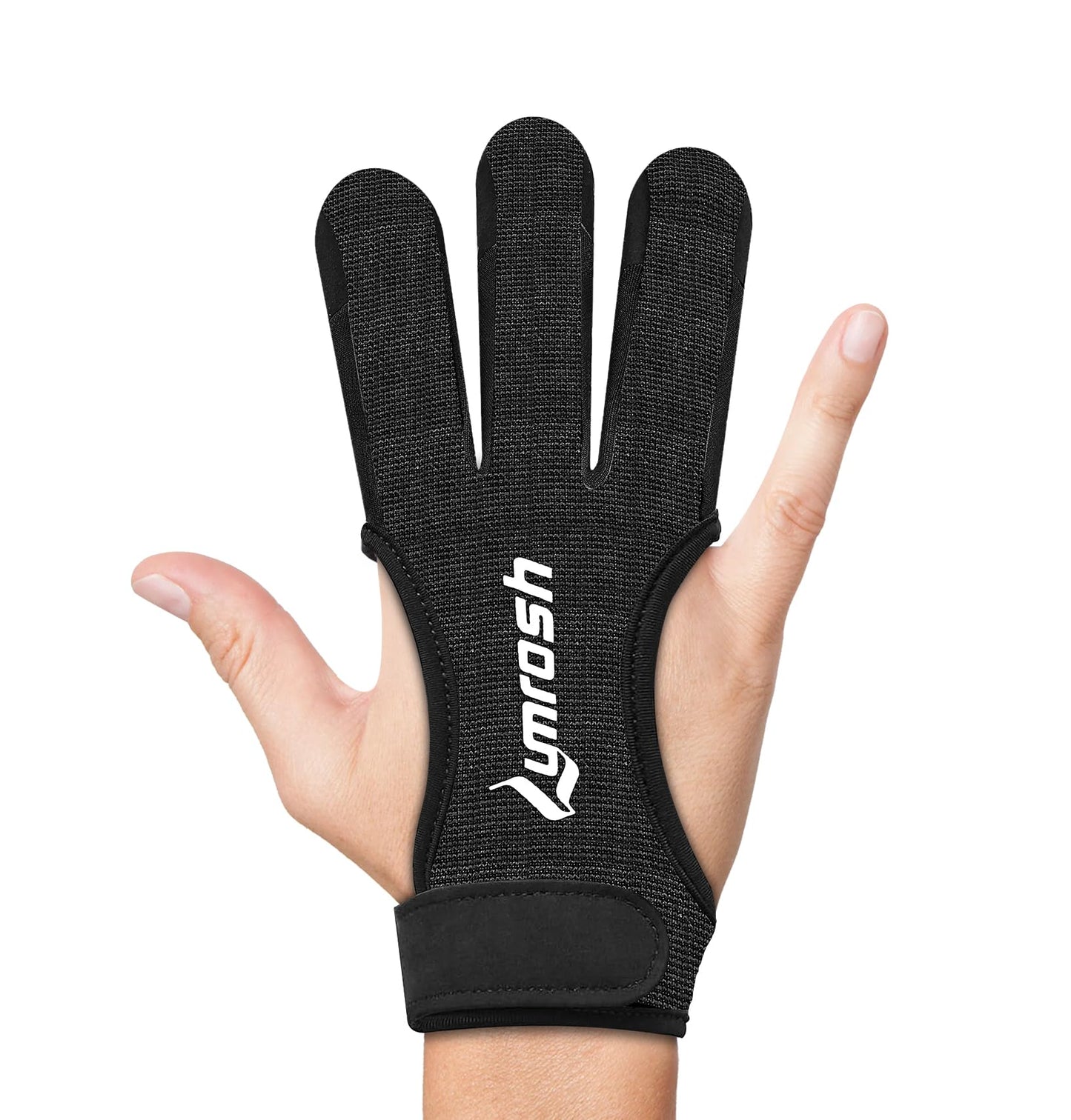 Lumrosh Archery Gloves 3 Finger Cowhide Shooting Hunting Green Men and Women Adult Kids Beginner Recurve Bow Archery Finger Protection Gear (Black, Large)