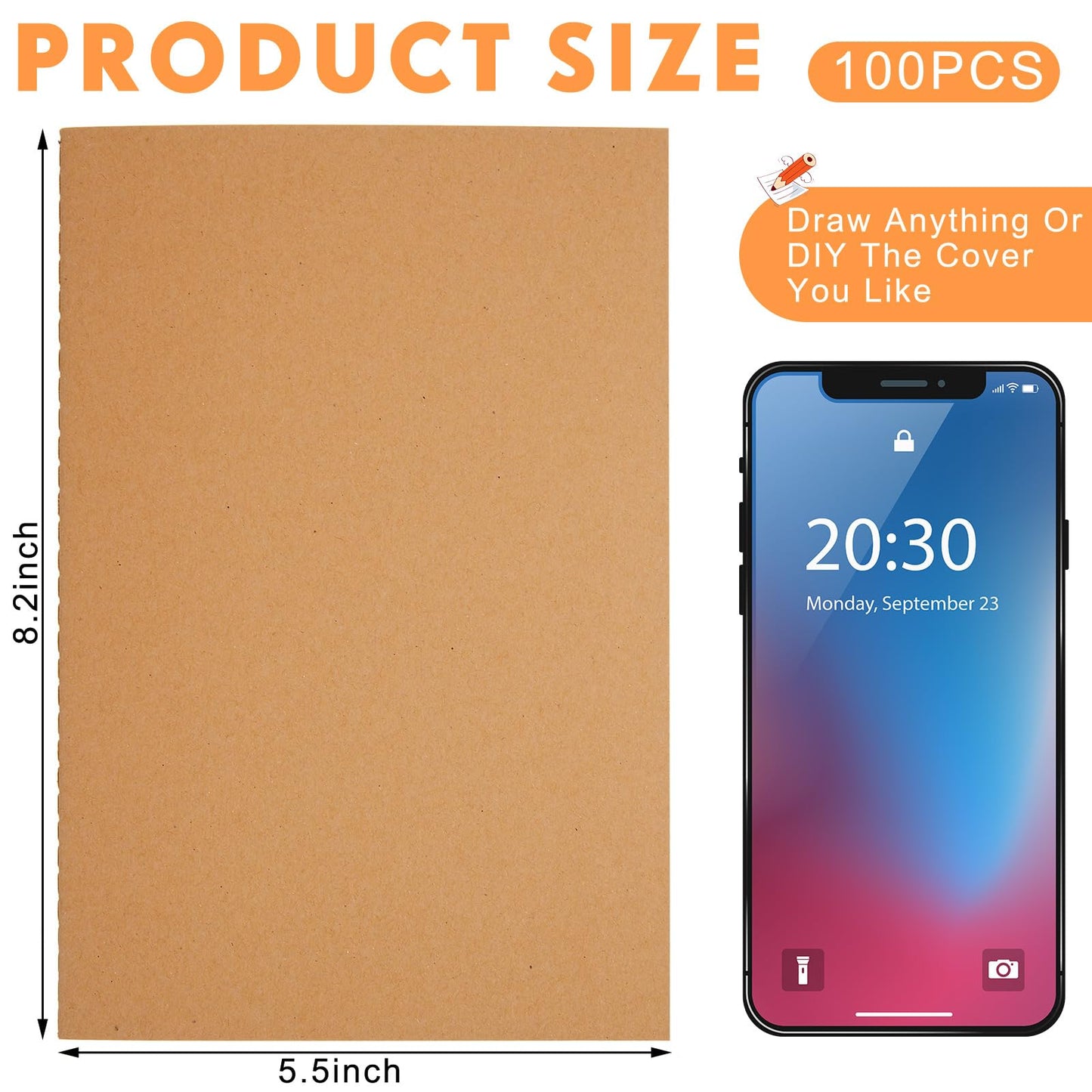 Mimorou 100 Pcs Journals Notebooks Bulk - Kraft Softcover A5 Small Notebooks 5.5 Inch x 8.3 Inch Notepads with 60 Page 30 Sheet for Writing Sketch Travel Office Supplies(Brown, Navy,Lined)