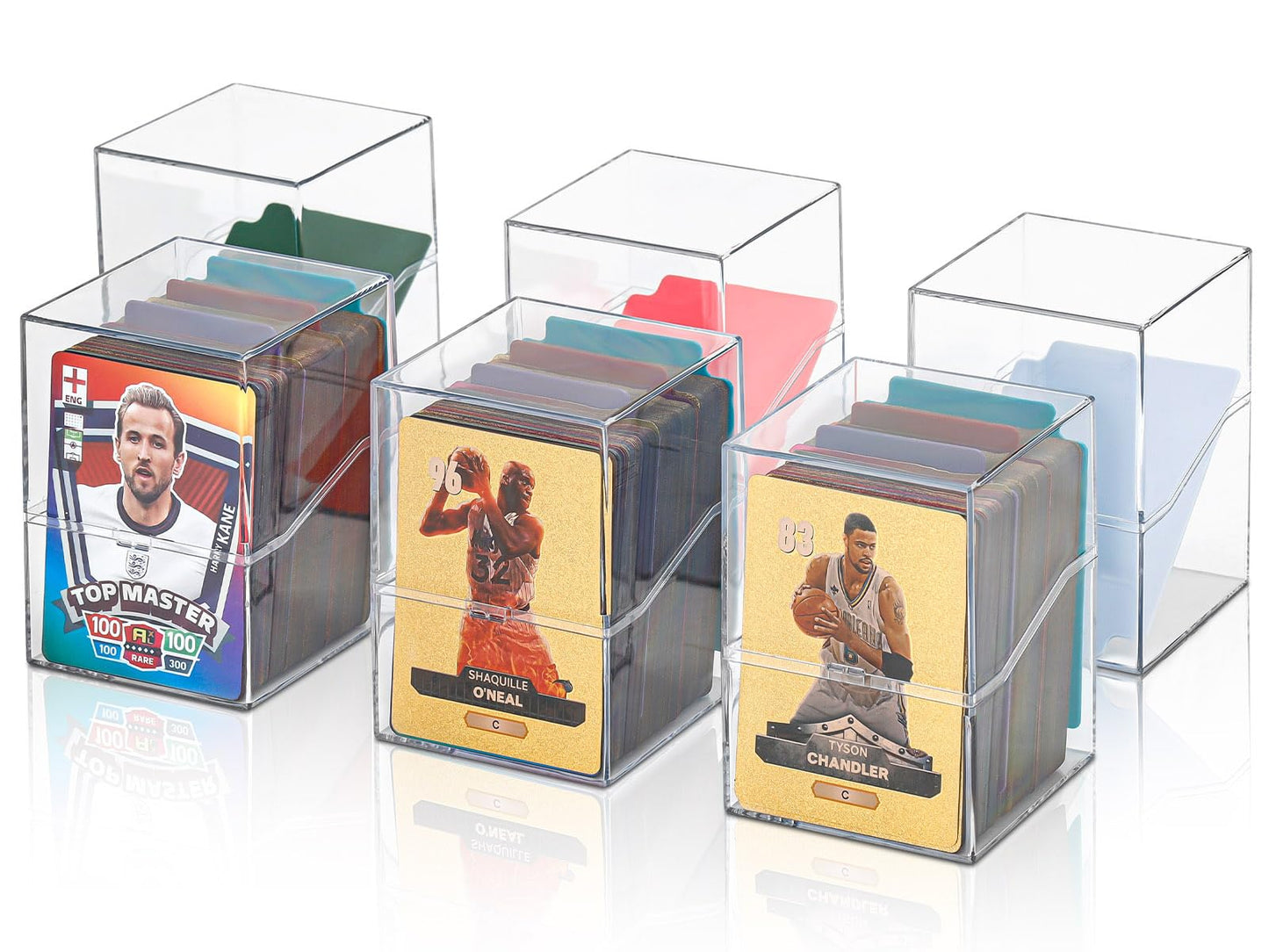 guaiboshi 6 Pack Card Deck Boxes: Transparent Storage for TCG, MTG, YuGiOh, Sport Cards and Other Collectible Cards – Compact Clear Organizers, Holds 800+ Cards, Ideal for Collection and Storage