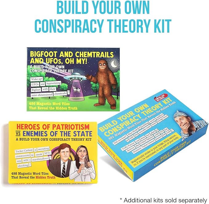 Dissent Pins Bigfoot and Chemtrails and UFOs Oh My! - Conspiracy Theory Kit Funny Fridge Magnet Word Games for Adults (486 Word Tiles)