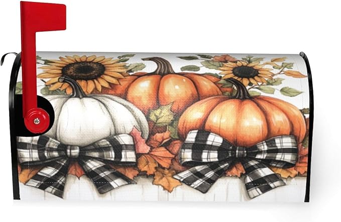 Mailbox Covers Pumpkin Sunflower Fall Thanksgiving Pumpkin Sunflower Fall Thanksgiving Magnetic Letter Post Box Cover Standard Size 25.5 x 21 Inch Garden Yard Home Decorative