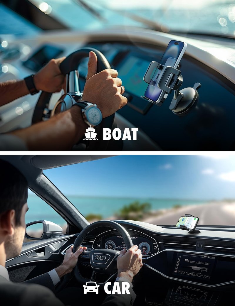 XVenture Bracketron Griplox Waterproof Phone Mount for Boats – Marine Suction Cup Holder with Sealed Case, Secure Boat/Kayak/Jet Ski Phone Holder, Fits Smartphones up to 6.75"