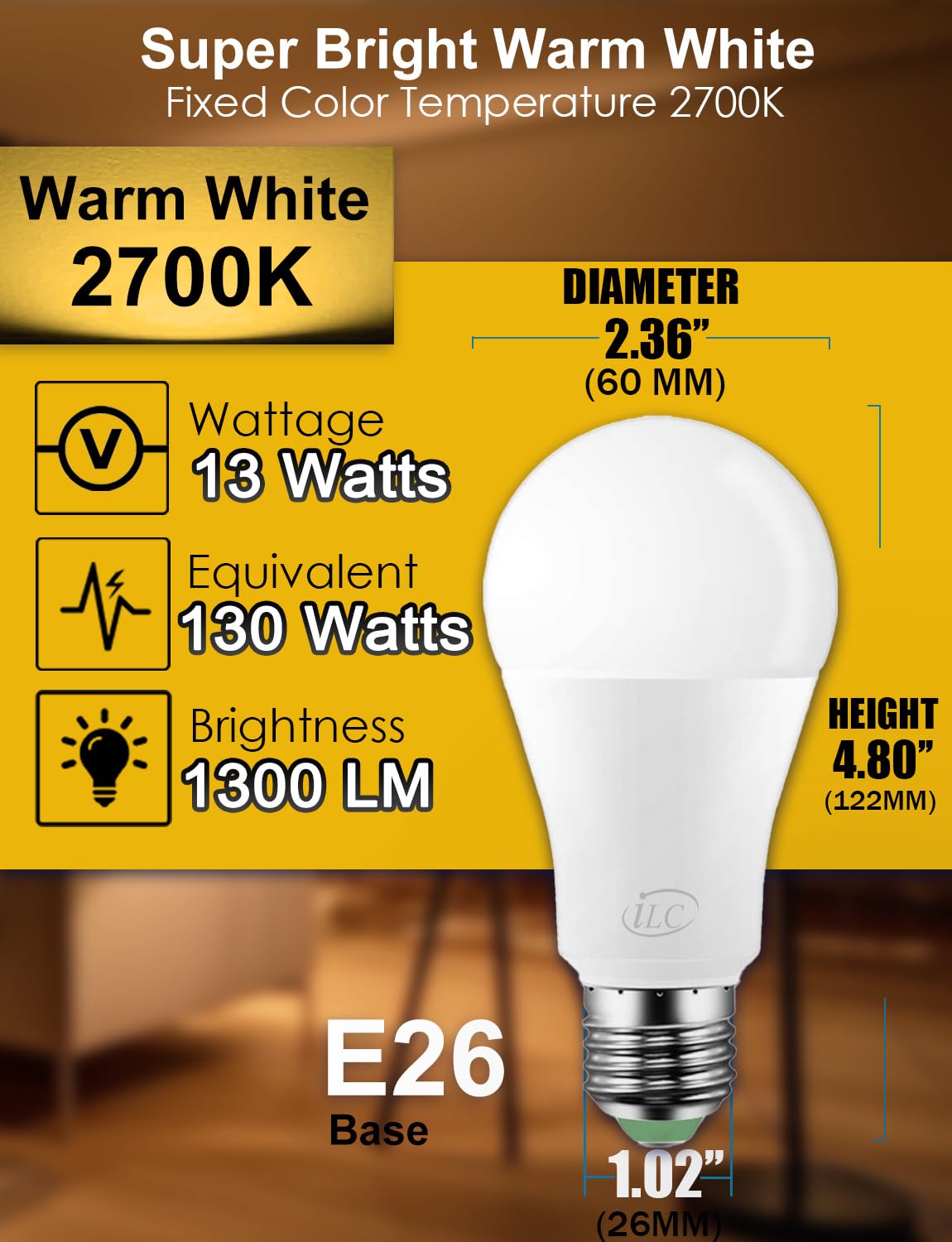 iLC Smart Light Bulb (150 Watt Equivalent) Compatible with Alexa Only, 1550 Lumens, Color Changing Warm White 2700K, 14W Bright LED Bulbs (4 Pack)
