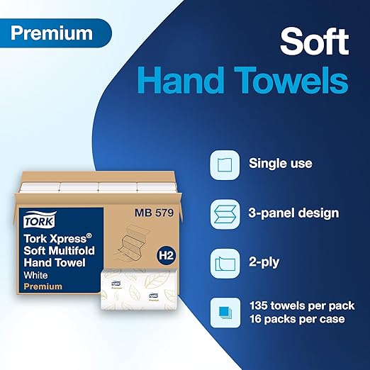 Tork Soft Xpress Multifold Paper Hand Towels White, H2 System Compatible 16