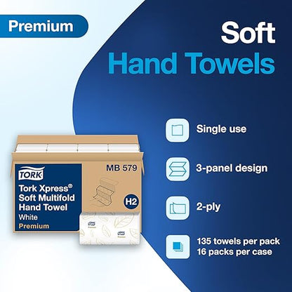 Tork Soft Xpress Multifold Paper Hand Towels White, H2 System Compatible 16