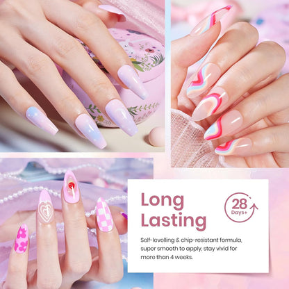 Beetles Gel Nail Polish Kit with U V Light - 80Pcs Fall Nail Fest Color Enchantment 55 Colors Gel Polish Starter Kit with Base Top Coat DIY Nails Stickers Manicure Tools Gift for Women Teens Girls