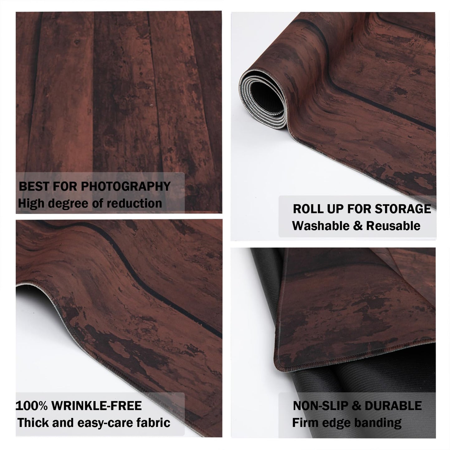 Kate Dark Brown Wood Flooring Backdrop Photography Floor Mats Rubber Wooden Wall Mat for Newborn Photography Props Professional Photographer 5x4ft