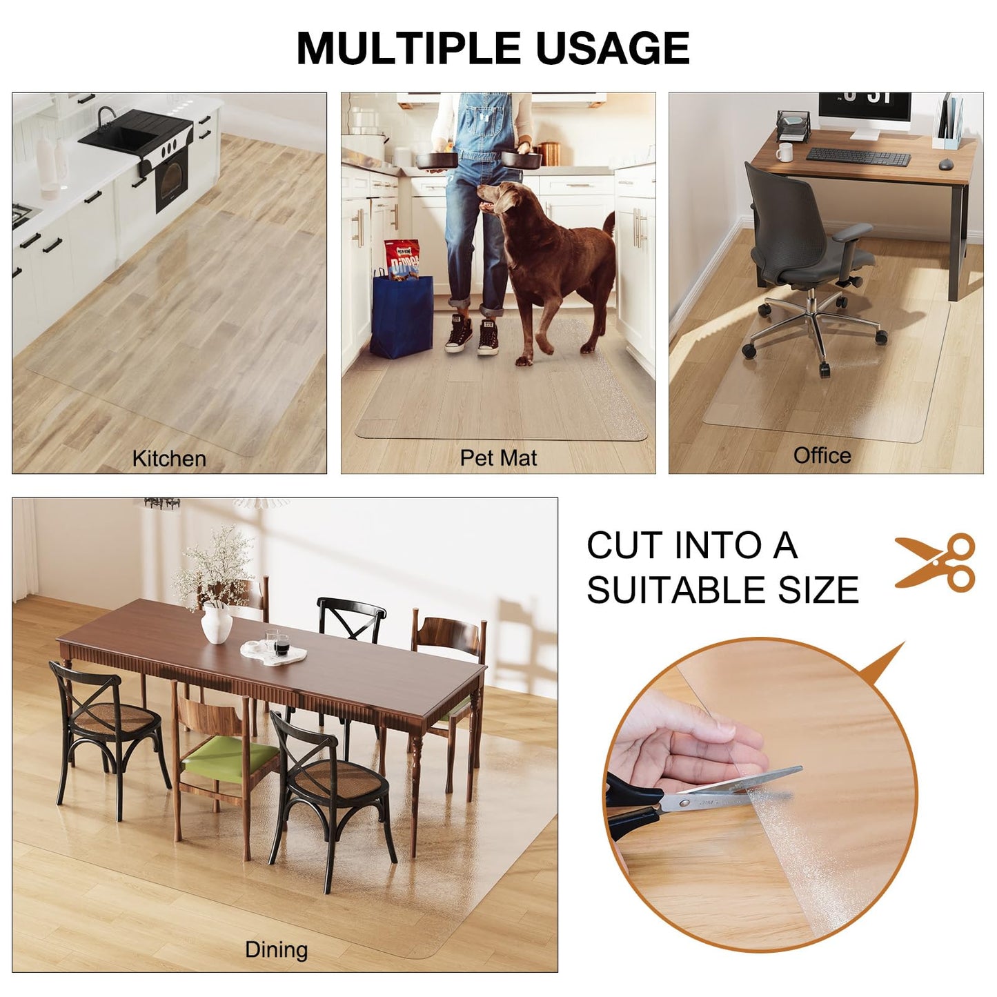 Mymeely Floor Mat for Home, 5'x7' Upgraded Clear Area Rug for Dining Room, Non-Slip Hard Floor Living Room, PVC Waterproof Vinyl Floor Protector Mat, Large Plastic Under Bedroom, Kitchen, Table
