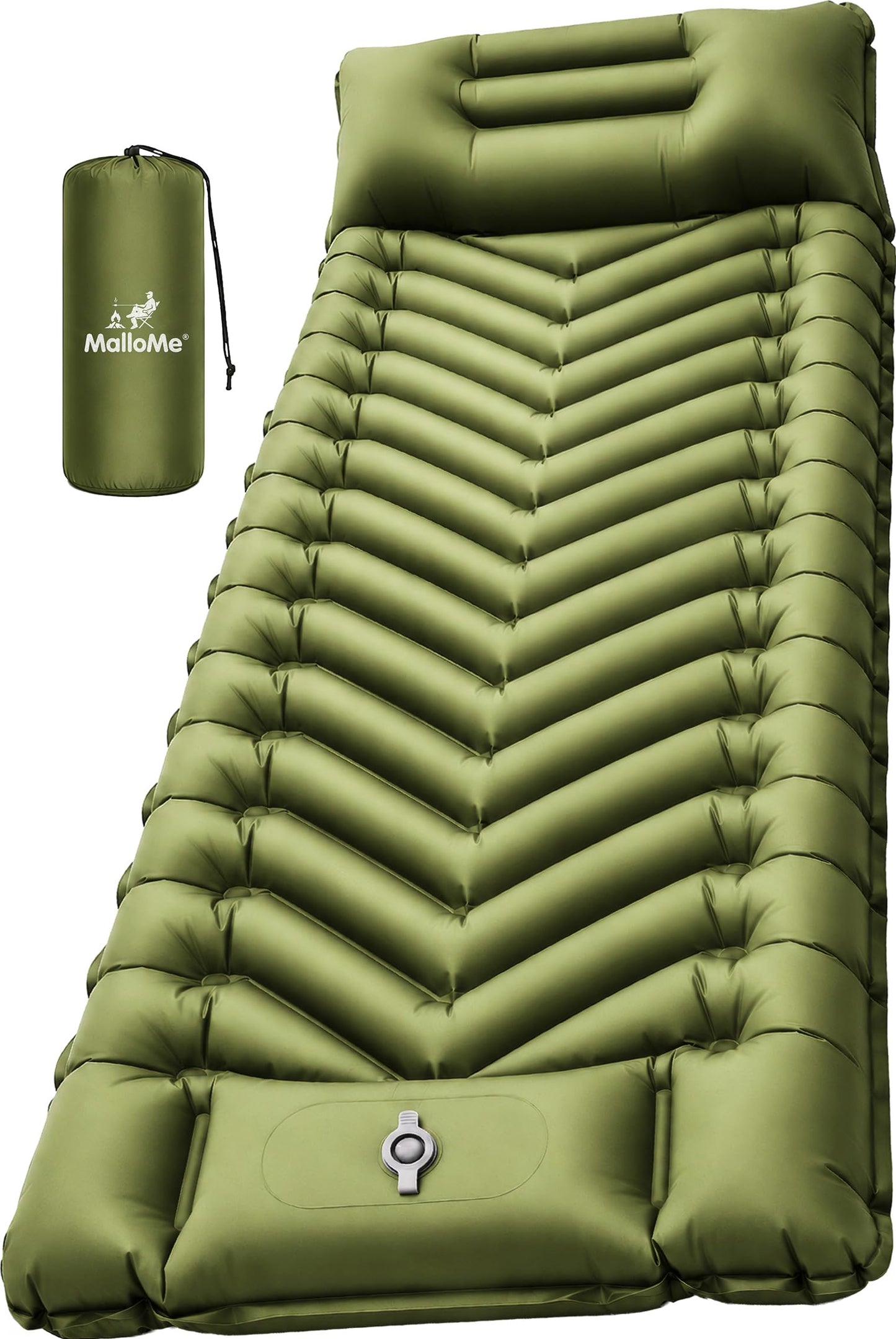 MalloMe Sleeping Pad for Camping, Camping Mattress - Bed for Outdoors Self-Inflating Air Mattress for Backpacking Leak-Resistant Inflatable Travel Mat w/Foot Pump Compact Ultralight Single & Double