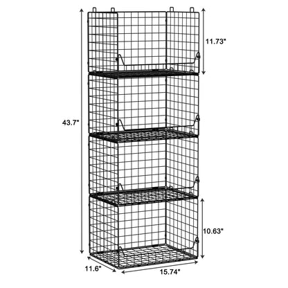 Jakyitvi 4-Tier Extra Height Stackable Closet Organizer – Foldable Storage Bins for Sweaters, Jeans, and Clothes – Sturdy Iron Mesh Shelves for Neat and Efficient Closet Storage – Black