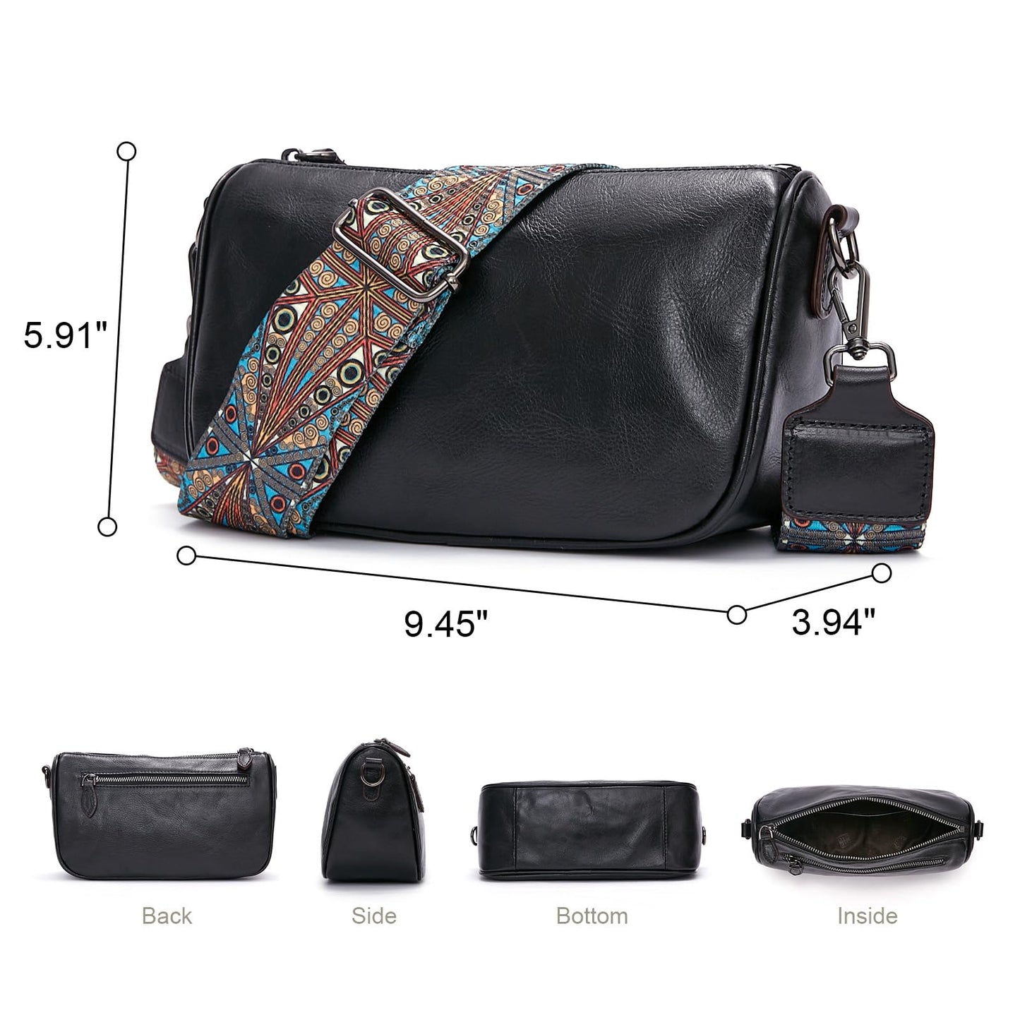 Leather Purse Crossbody Bag for Women: Genuine Leather Boho Purses for Women Trendy - Small Shoulder Cross Body Bag (02 Black)