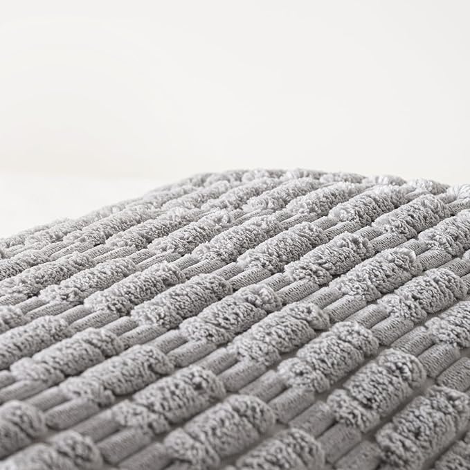 Fancy Homi Gray Long Lumbar Farmhouse Decorative Throw Pillow Covers 14x36 Inch for Bed Couch Bed Sofa, Rustic Boho Room Decor, Soft Striped Corduroy Rectangle Cushion Case 35x91 cm