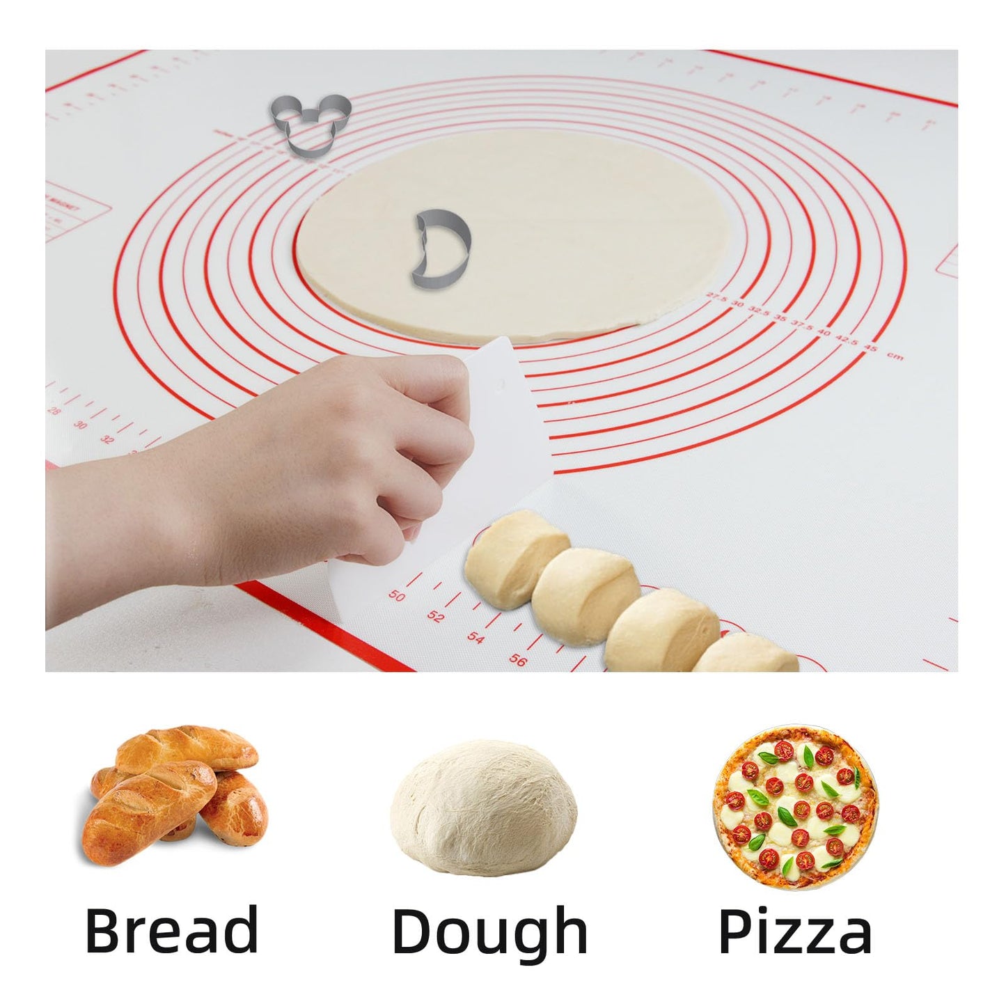 Dough Mat Pastry Silicone Baking Mats 32x24" Red for Rolling Dough Kneading Sheet Sourdough Bread Baking Supplies