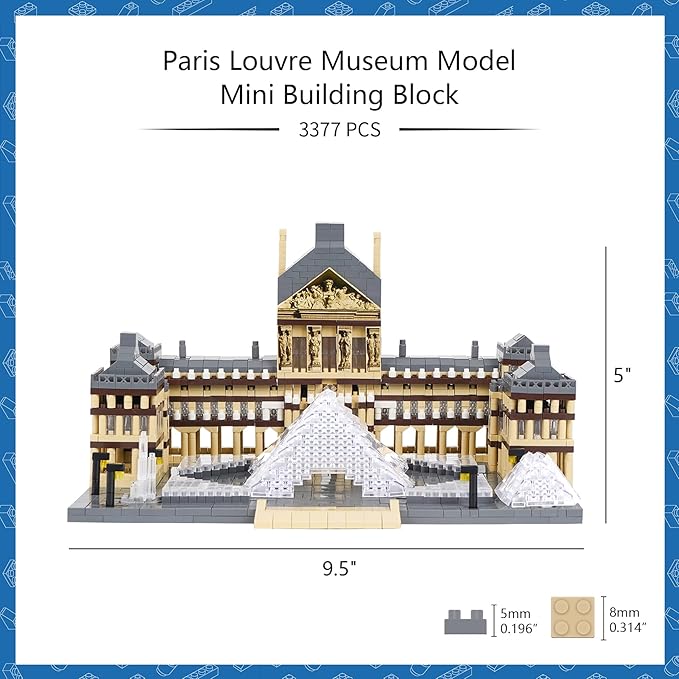 Architecture Louvre Micro Building Blocks Set 3377 PCS World Famous Architectural Model Educational Toys Building Bricks