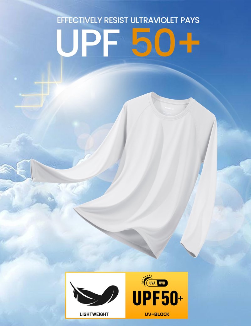 MAGCOMSEN Quick Dry Shirts for Men Long Sleeve Rash Guard Swim Sun UV UPF 50 Athletic Hiking Fishing Running Cooling T-Shirt White