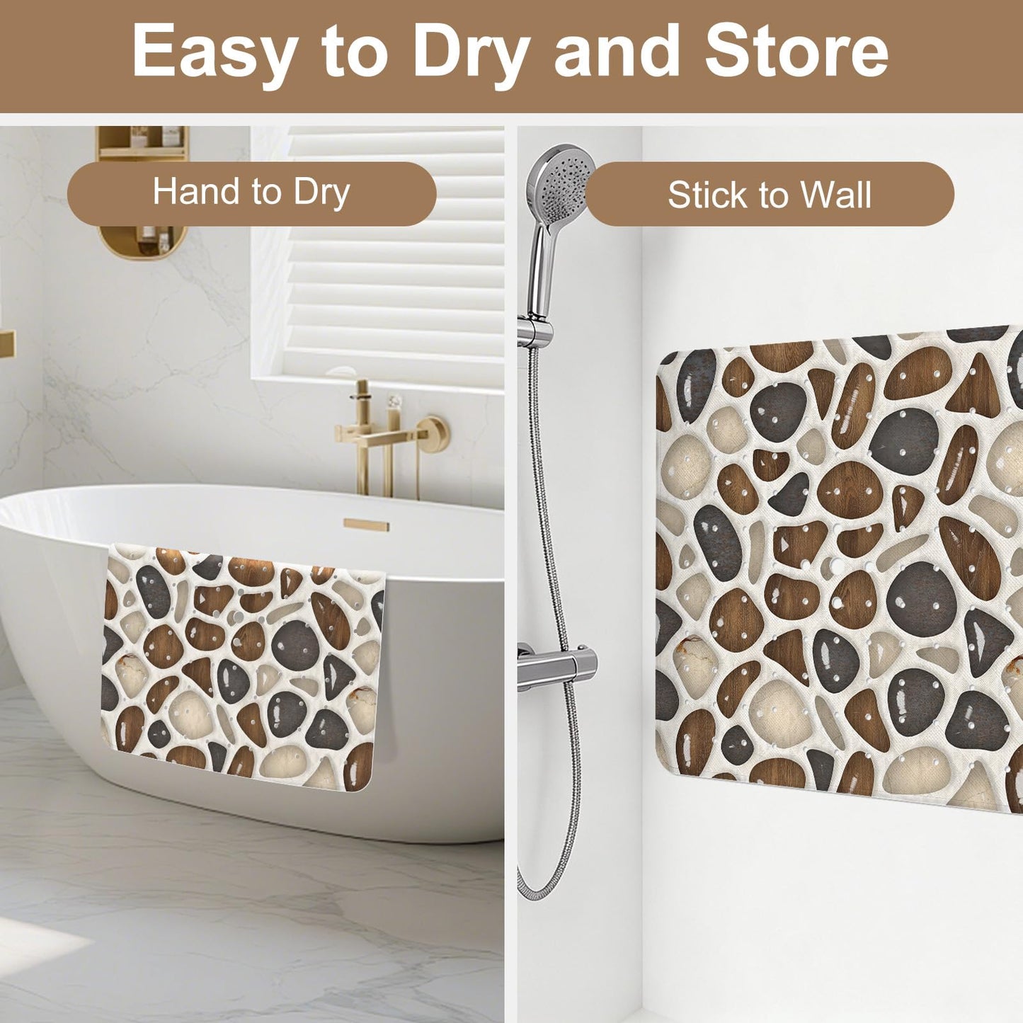 EIVINJE Square Shower Mat, 21x21 Inch Non Slip Shower Mats for Inside Shower Stall, Soft PVC Anti Slip Shower Mat with Sucion Cups, Machine Washable Bathroom Shower Floor Mat for Elderly Kids
