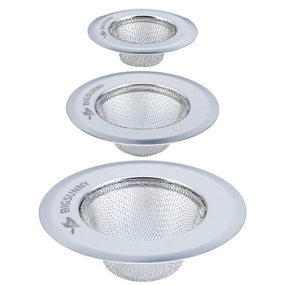 Mesh Sink Strainer Set of 3, MSY BIGSUNNY Stainless Steel Kitchen Sink Strainer Kitchen Drain Strainer with Large Wide Rim(4.5"+3.6"+2.8" Diameter) for Kitchen Sinks