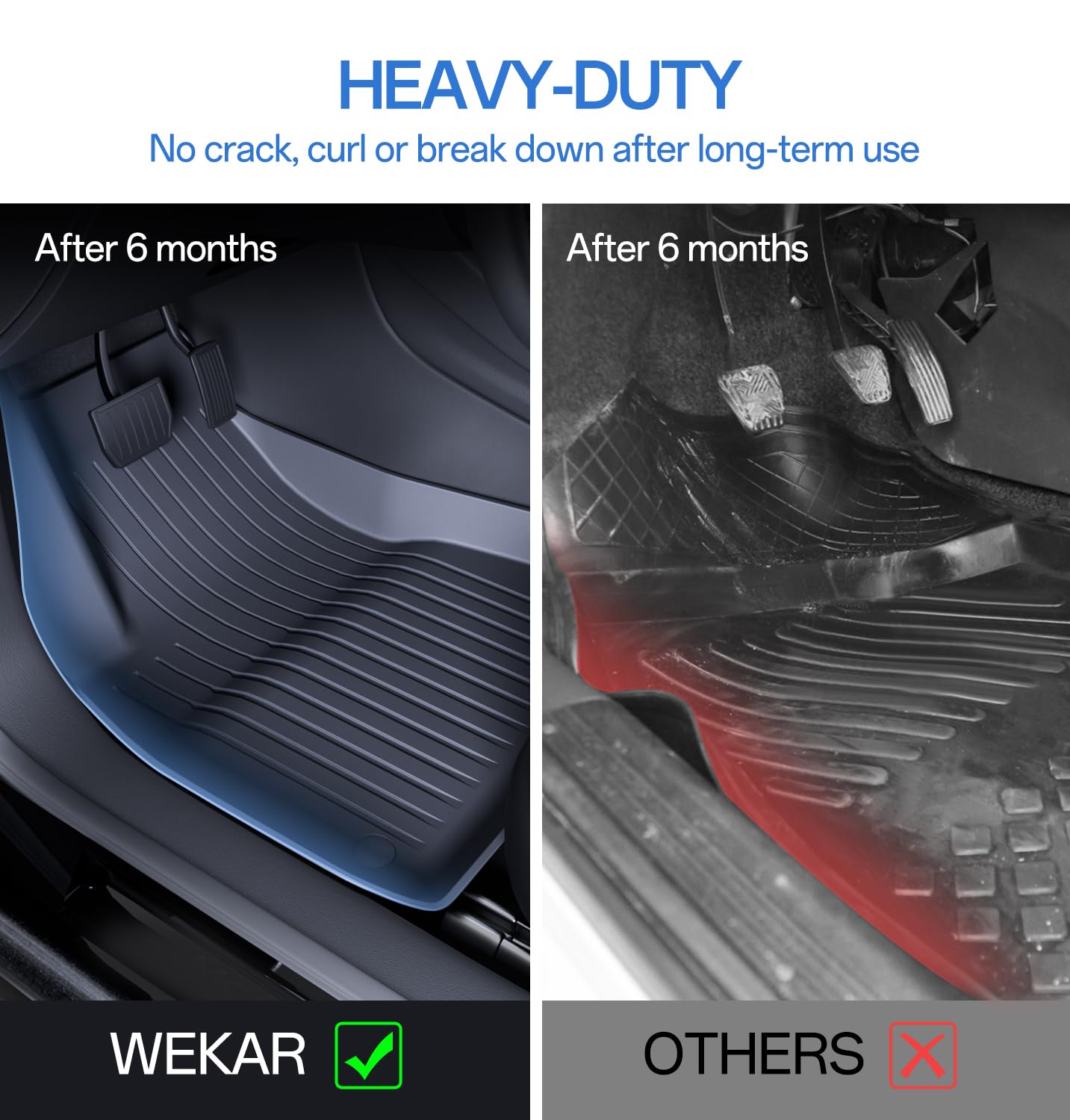 Wekar Floor Mats Fits for Tesla Model 3 2023-2018 - All Weather TPE Custom Fit Car Mats Floor Liners, Custom Fit, 3-Piece